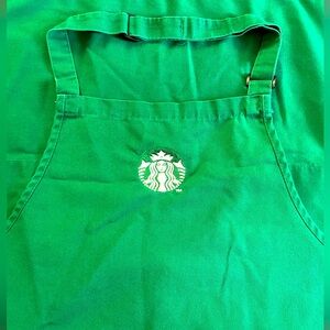 STARBUCKS GREEN EMPLOYEE BARiSTA APRON💚 HAS 2 OPEN POCKETS - TiES